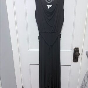 London Times Black Maxi Dress with Scoop Neckline